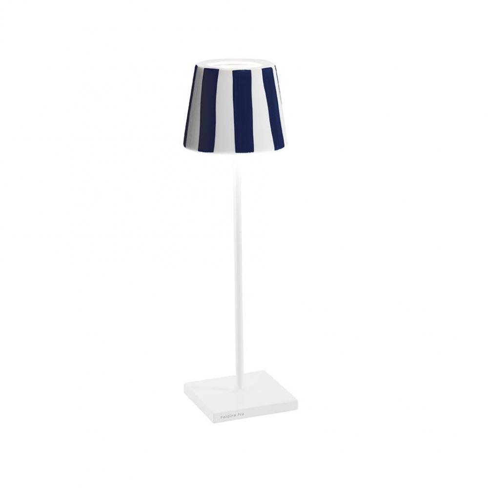 Poldina Lido Table Lamp - White  Blue Stripes