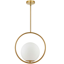 Dainolite ADR-161P-AGB - 1 Light Incandescent Pendant, Aged Brass with White Opal Glass