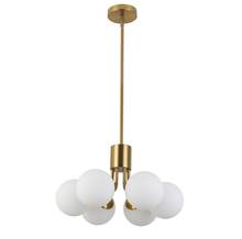 Dainolite AMA-186P-AGB - 6 Light Halogen Pendant Aged Brass with White Opal Glass