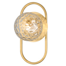 Dainolite BUR-121W-AGB-CLR - 1 Light Aged Brass Wall Sconce w/ Clear Hammered Glass
