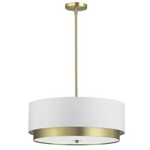 Dainolite LAR-204LP-AGB - 4 Light Large Pendant, Aged Brass with White Shade, Frosted Glass Diffuser