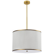 Dainolite PRD-243P-AGB - 4 Light Incandescent Pendant Aged Brass with White Pleated Shade