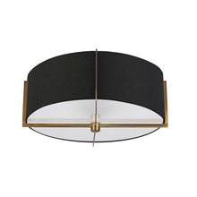 Dainolite PST-153SF-AGB-BK - 3 Light Incandescent Semi-Flush Mount, Aged Brass with Black Shade