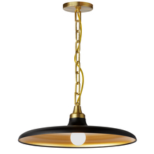 Dainolite QTN-181P-MB-AGB - 1 Light Incandescent Pendant Aged Brass with Matte Black & Gold Shade