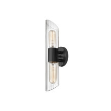 Dainolite SAM-162W-MB - 2 Light Matte Black Vanity w/ Clear Fluted Glass