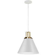 Dainolite SNS-141P-MW-AGB - 1 Light Incandescent Pendant, Matte White w/ Aged Brass Accent