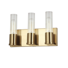 Dainolite TBE-123W-AGB - 3 Light Incandescent Vanity, Aged Brass w/ Clear Fluted Glass