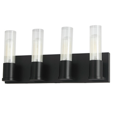 Dainolite TBE-174W-MB - 4 Light Incandescent Vanity, Matte Black w/ Clear Fluted Glass