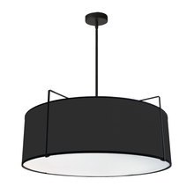 Dainolite TRA-244P-BK - 4 Light Drum Pendant Black Shade w/ White Fabric Diffuser