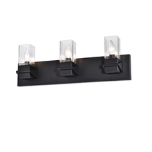 Dainolite VER-243W-MB - 3 Light Incandescent Vanity, Matte Black w/ Clear Glass