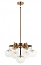 Matteo Lighting C38107AG - 7 LT 24" DIAM "BULBUS" AGED GOLD/CEILING CLEAR GLASS CHANDELIER LED G9 LED 10W