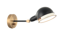 Matteo Lighting S00711AGBK - Blare Single Point Adj. Wall Sconce w/ Dimmer Switch - Aged Gold Brass w/ Black Accent