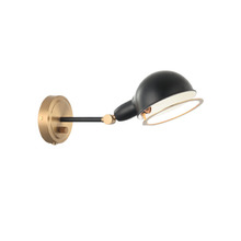 Matteo Lighting S00711AGBK - Blare Single Point Adj. Wall Sconce w/ Dimmer Switch - Aged Gold Brass w/ Black Accent