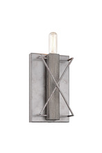  W71401WD - Asher Wall Sconce - Rusty Steel and Wood Grain