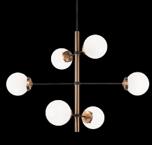 Matteo Lighting C78106AGOP - Enchant, 6x40W E12, Aged Gold Brass, Opal Glass