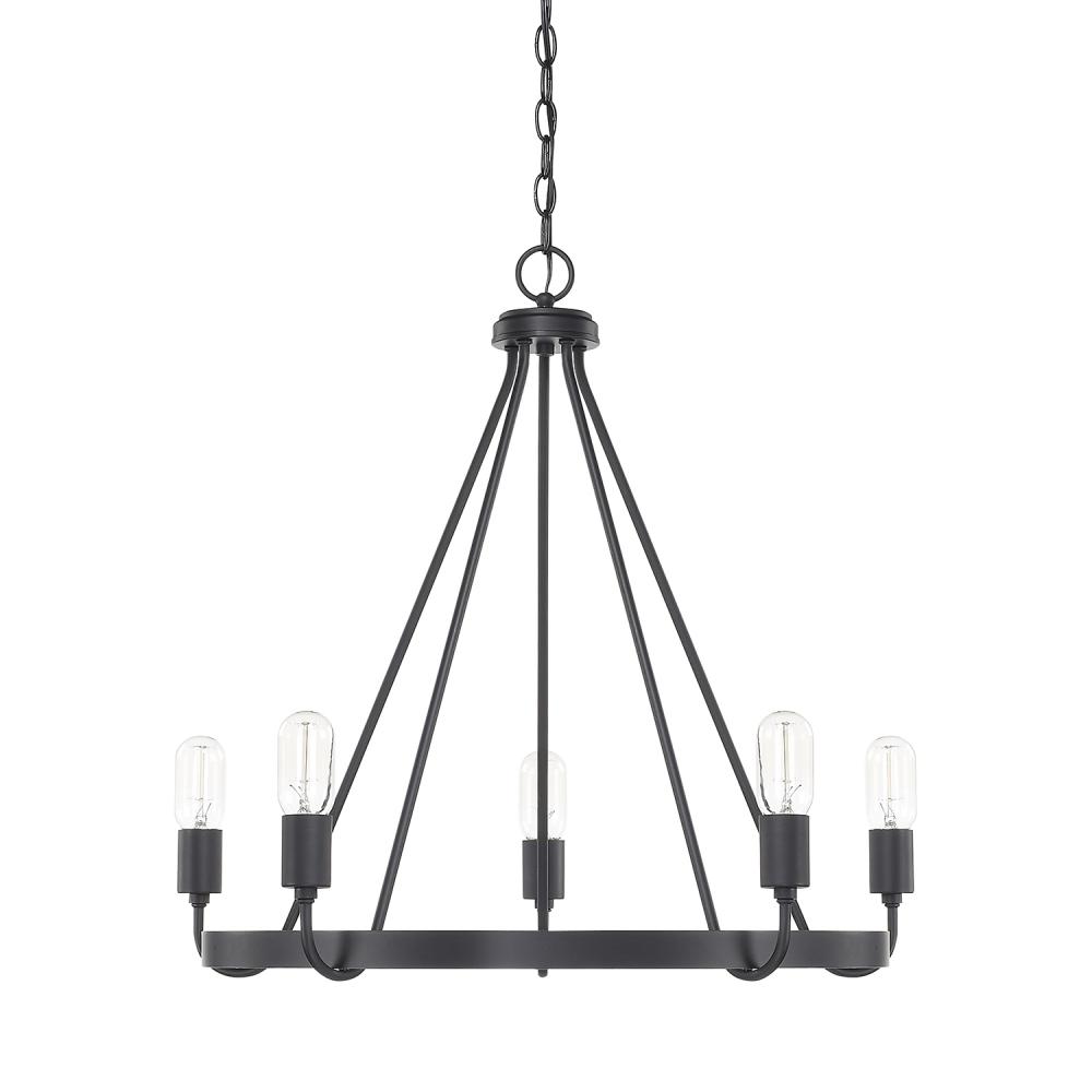 Tanner 5 Lt. Chandelier - Matte Black