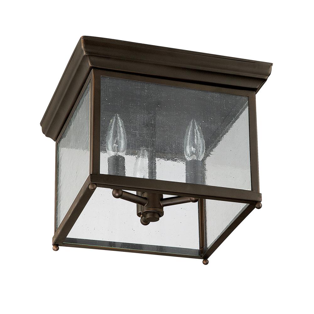 Square 3 Lt. Outdoor Ceiling Mount - Old Bronze w/ Clear Glass