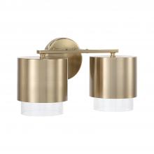 Capital Canada 153021MA-549 - 2-Light Cylindrical Metal Vanity in Matte Brass with Seeded Glass