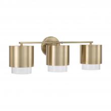 Capital Canada 153031MA-549 - 3-Light Cylindrical Metal Vanity in Matte Brass with Seeded Glass