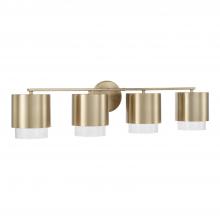 Capital Canada 153041MA-549 - 4-Light Cylindrical Metal Vanity in Matte Brass with Seeded Glass