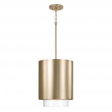 Capital Canada 353011MA - 1-Light Cylindrical Metal Pendant in Matte Brass with Seeded Glass