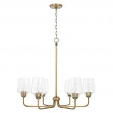 Capital Canada 442261AD-512 - Miller 6 Lt. Chandelier - Aged Brass w/ Clear Ribbed Accent Glass