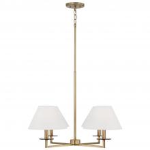 Capital Canada 452241AD - 4-Light Chandelier in Aged Brass with White Fabric Stay-Straight Shades
