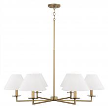 Capital Canada 452261AD - 6-Light Chandelier in Aged Brass with White Fabric Stay-Straight Shades