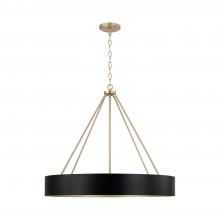 Capital Canada 453041RK - 4-Light Modern Circular Metal Chandelier in Matte Black with Painted Matte Brass Interior