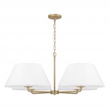 Capital Canada 453241MA - 4-Light Chandelier in Matte Brass with White Fabric Shades and Glass Diffusers