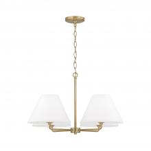 Capital Canada 453242MA - 4-Light Chandelier in Matte Brass with White Fabric Shades and Glass Diffusers