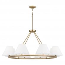 Capital Canada 453281MA - 8-Light Circular Chandelier in Matte Brass with White Fabric Shades and Glass Diffusers