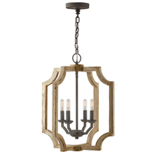 Capital Canada 530642SS - Dora" 4 Lt. Pendant - Sea Salt Wood Frame w/ Iron Accents