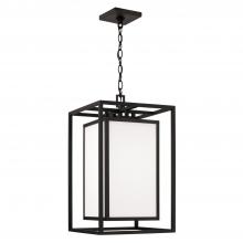 Capital Canada 953114BK - 1-Light Outdoor Modern Square Rectangle Hanging Lantern in Black with Soft White Glass