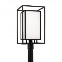 Capital Canada 953115BK - 1-Light Outdoor Modern Square Rectangle Post Lantern in Black with Soft White Glass