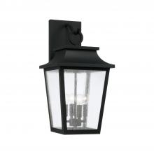 Capital Canada 953341BK - 4-Light Outdoor Tapered Wall Lantern in Black with Ripple Glass