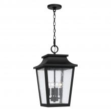 Capital Canada 953344BK - 4-Light Outdoor Tapered Hanging Lantern in Black with Ripple Glass