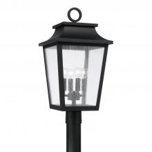 Capital Canada 953345BK - 4-Light Outdoor Tapered Post Lantern in Black with Ripple Glass