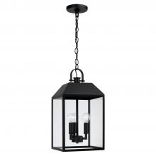 Capital Canada 953434BK - 3-Light Outdoor Square Rectangle Hanging Lantern in Black with Clear Glass