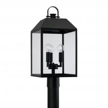 Capital Canada 953435BK - 3-Light Outdoor Square Rectangle Post Lantern in Black with Clear Glass