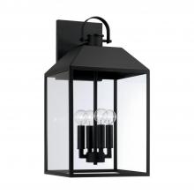 Capital Canada 953443BK - 4-Light Outdoor Square Rectangle Wall Lantern in Black with Clear Glass