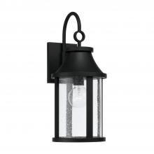 Capital Canada 953611BK - 1-Light Outdoor Cylindrical Wall Lantern in Black with Seeded Glass