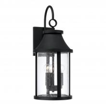 Capital Canada 953631BK - 3-Light Outdoor Cylindrical Wall Lantern in Black with Seeded Glass