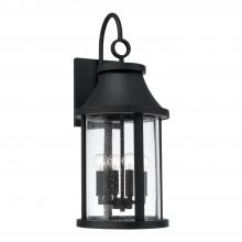 Capital Canada 953641BK - 4-Light Outdoor Cylindrical Wall Lantern in Black with Seeded Glass