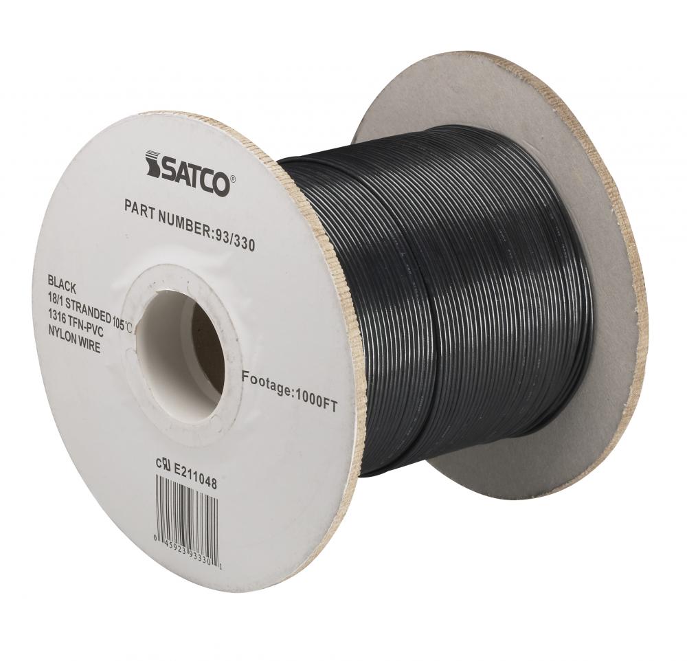 Lighting Bulk Wire; 18/1 Stranded UL 1316 105C AWM TFN-PVC Nylon; 1000 Foot/Spool; Black