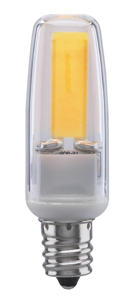 4 Watt; LED; 3000K; Clear; Candelabra base; 120-130 Volt