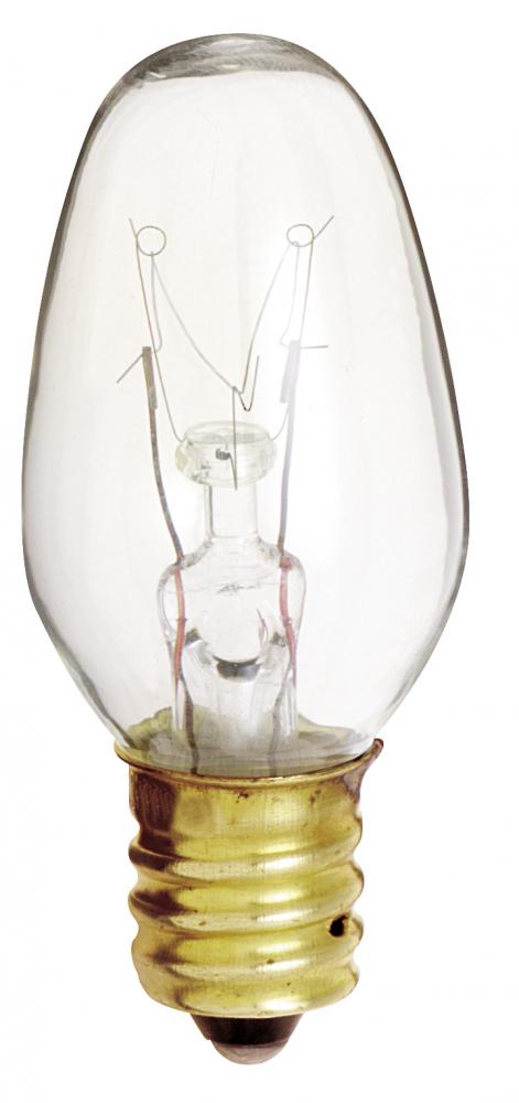 4 Watt C7 Incandescent; Clear; 3000 Average rated hours; 16 Lumens; Candelabra base; 120 Volt