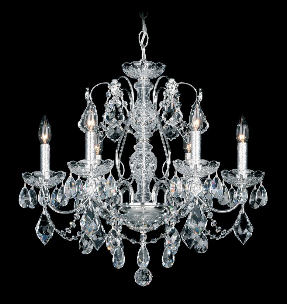 Century 6 Light 120V Chandelier in Black Pearl with Clear Heritage Handcut Crystal