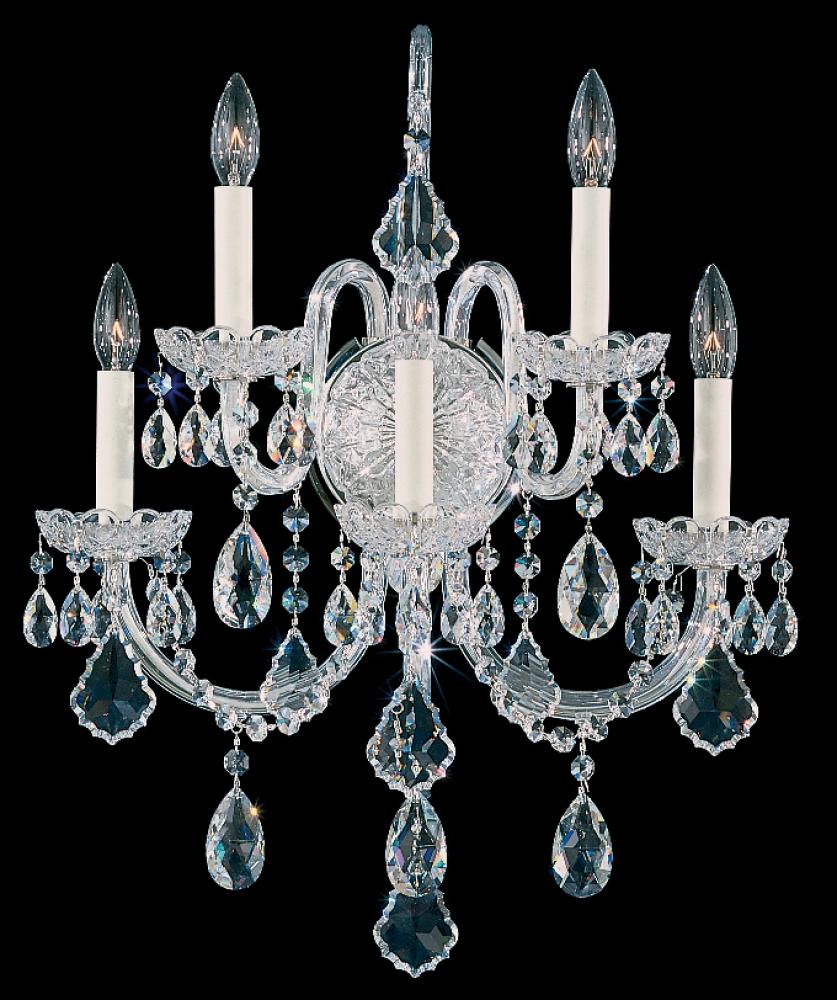 Olde World 5 Light 120V Wall Sconce in Aurelia with Clear Heritage Handcut Crystal