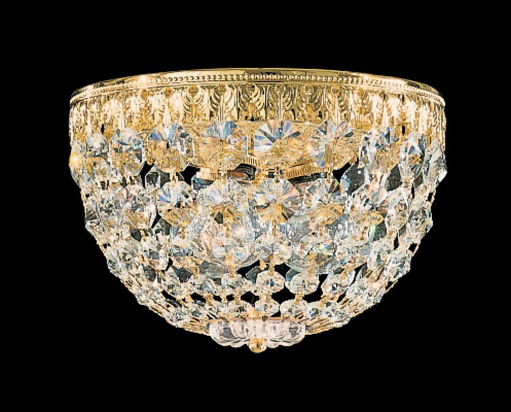 Petit Crystal 3 Light 120V Flush Mount in Aurelia with Clear Radiance Crystal